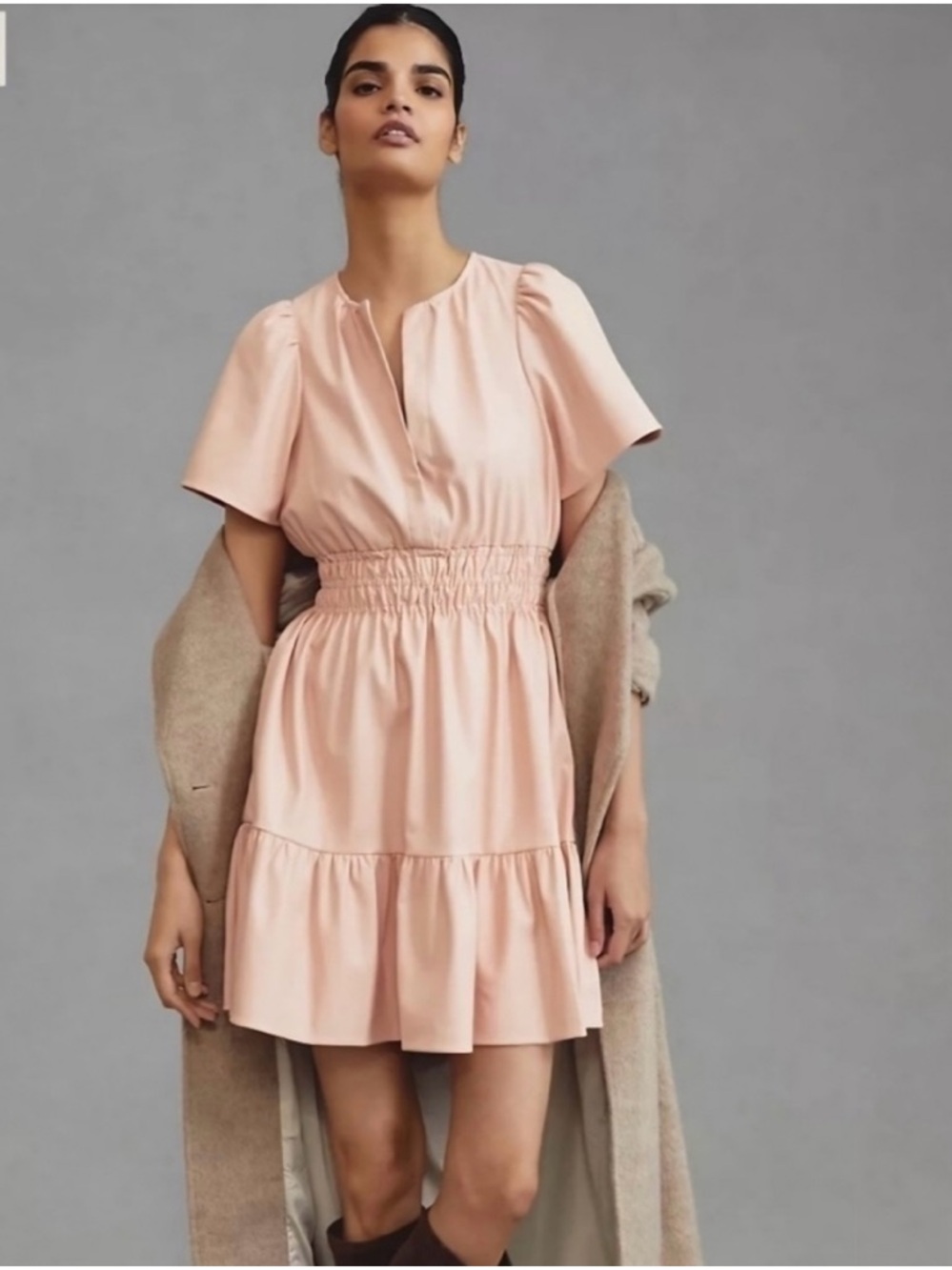 Anthropologie Blush Pink Somerset Vegan Leather Mini Dress